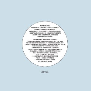 Candle Warning Label - 50mm - Illumina Candle Supplies